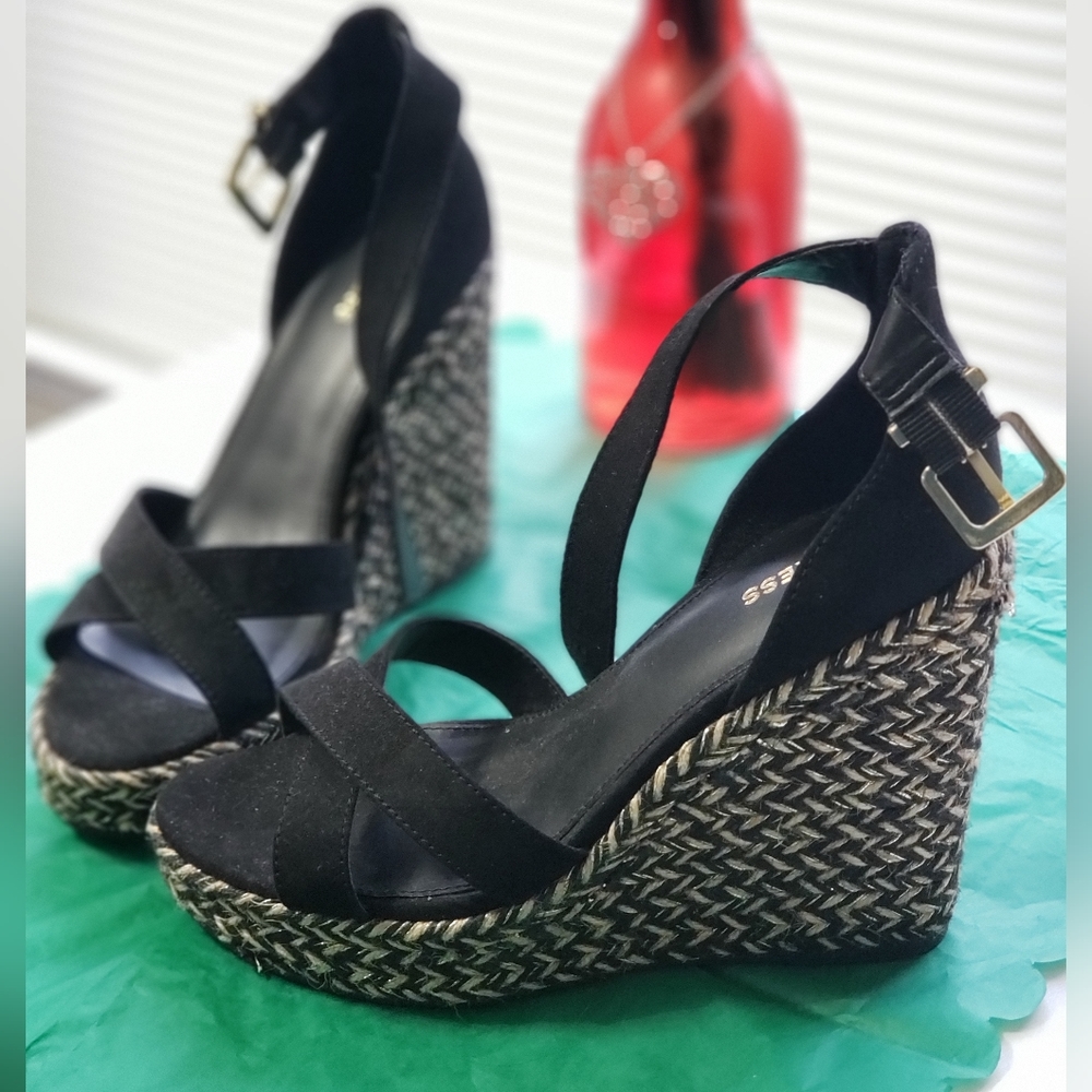 Express Black Wedge Heel